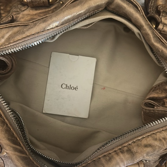 💯 authentic Chloe saddle handbag gold bag vintage - Picture 14 of 16